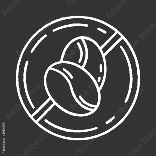 Caffeine free chalk icon. Decaffeinated drink. Product free ingredient. Nutritious dietary, healthy meals. Insomnia prevention method. Personal healthcare. Isolated vector chalkboard illustration