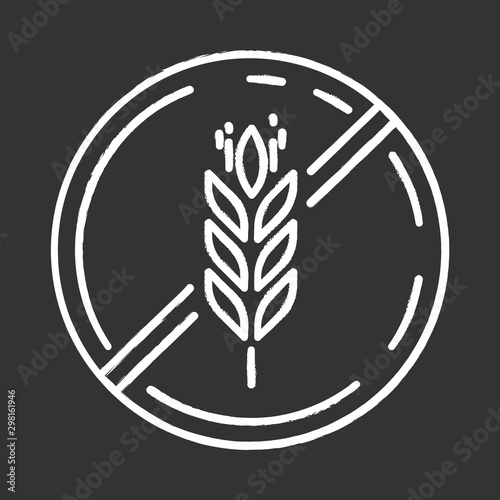 Gluten free chalk icon. Organic food. Product free ingredient. Healthy bread. Nutritious dietary, healthy eating. Celiac prevention. Personal healthcare. Isolated vector chalkboard illustration