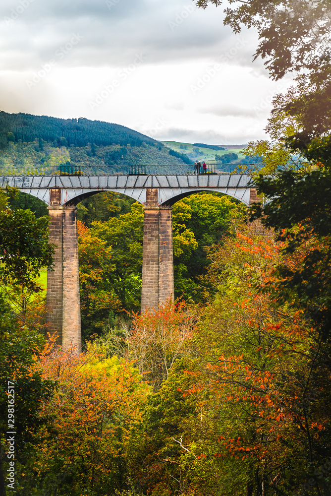 Pontcysyllte Aqueduct with Llangollen Canal in Wales, UK