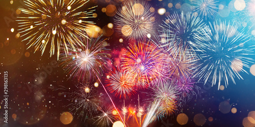 Fotografia, Obraz Colorful firework with bokeh background