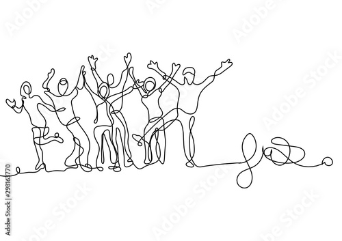 set of silhouettes of people continuous line