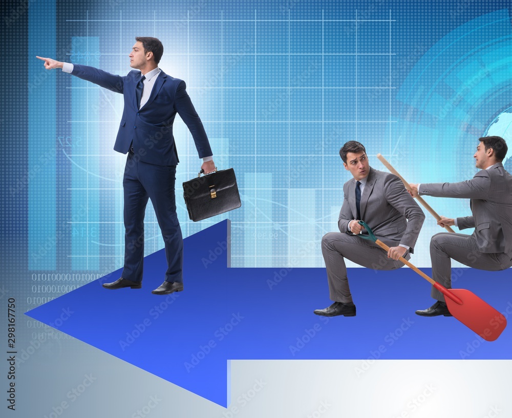 Businessman on line chart in business concept Businessman on line chart in business concept