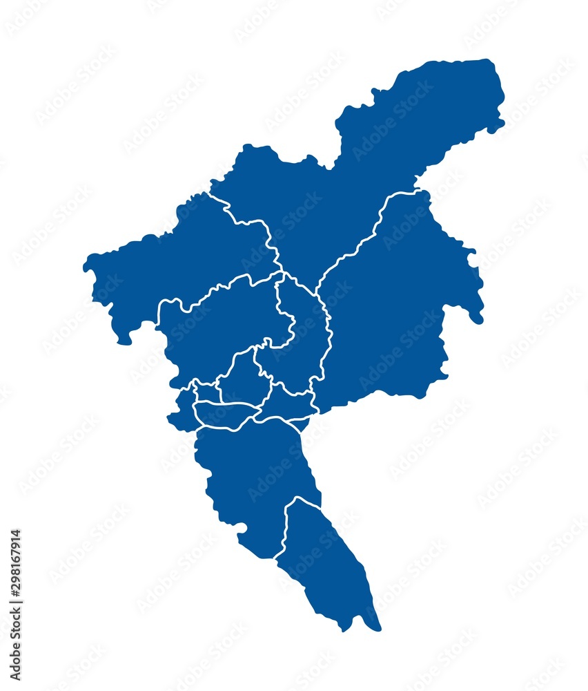 Obraz premium Outline blue map of Guangzhou