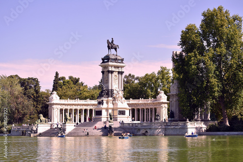 Monument a Alfonso XII in the garden of the Retiro Park in Madrid. Spain. Europe. September 18, 2019