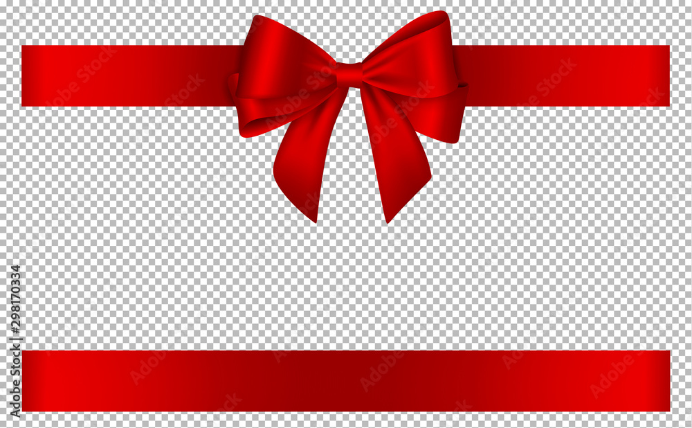red bow and ribbon for christmas and birthday decorations - obrazy, fototapety, plakaty 