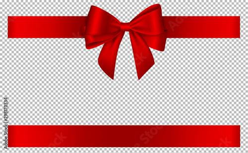 red bow and ribbon for christmas and birthday decorations photo