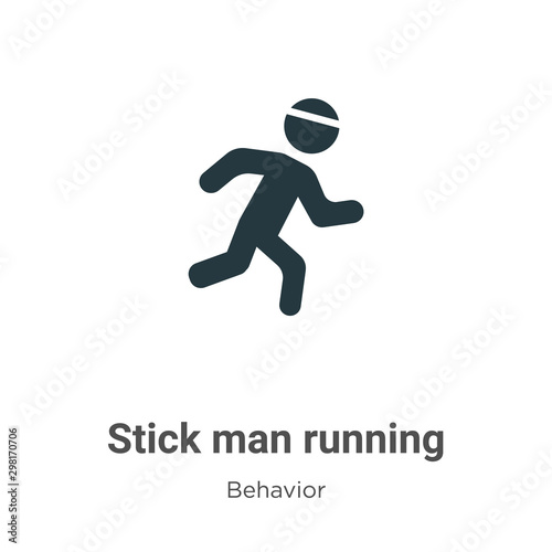 Stick man running vector icon on white background. Flat vector stick man running icon symbol sign from modern behavior collection for mobile concept and web apps design.