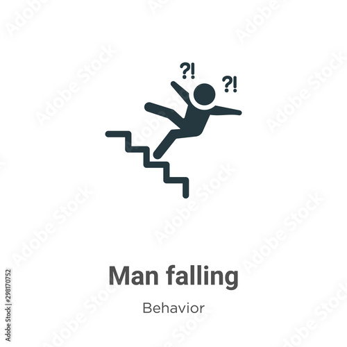 Man falling vector icon on white background. Flat vector man falling icon symbol sign from modern behavior collection for mobile concept and web apps design.