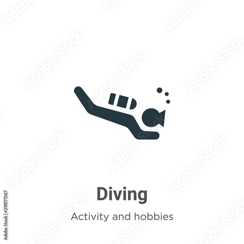 Diving vector icon on white background. Flat vector diving icon symbol sign from modern activities collection for mobile concept and web apps design.