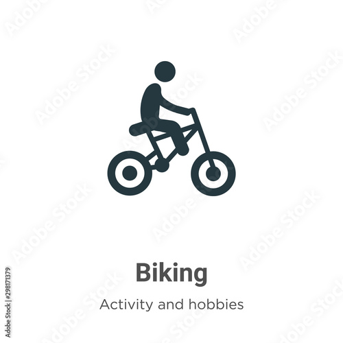 Biking vector icon on white background. Flat vector biking icon symbol sign from modern activities collection for mobile concept and web apps design.