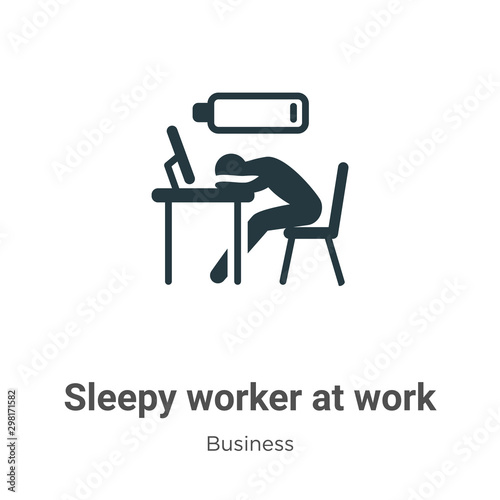 Sleepy worker at work vector icon on white background. Flat vector sleepy worker at work icon symbol sign from modern business collection for mobile concept and web apps design.