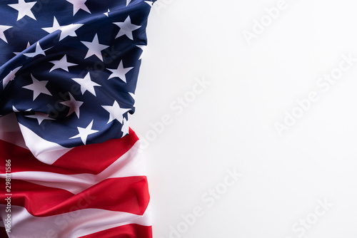 Happy Veterans Day. American flags against a white background.