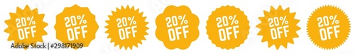 20 Percent OFF Discount Tag Orange | Special Offer Icon | Sale Sticker | Deal Label | Variations