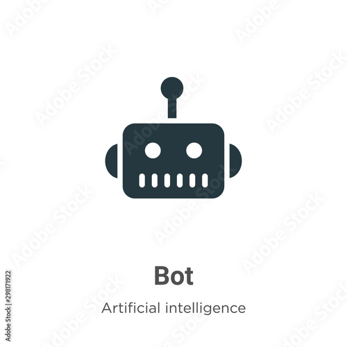 Bot vector icon on white background. Flat vector bot icon symbol sign from modern artificial intelligence collection for mobile concept and web apps design.