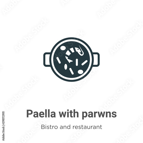 Paella with parwns vector icon on white background. Flat vector paella with parwns icon symbol sign from modern bistro and restaurant collection for mobile concept and web apps design.
