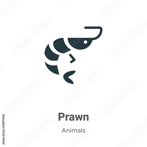 Prawn vector icon on white background. Flat vector prawn icon symbol sign from modern animals collection for mobile concept and web apps design.