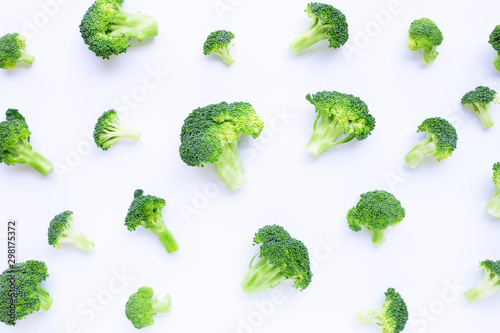 Fresh green broccoli on white