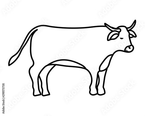 cute ox manger animal character