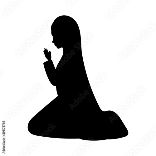 cute mary virgin silhouette manger characters