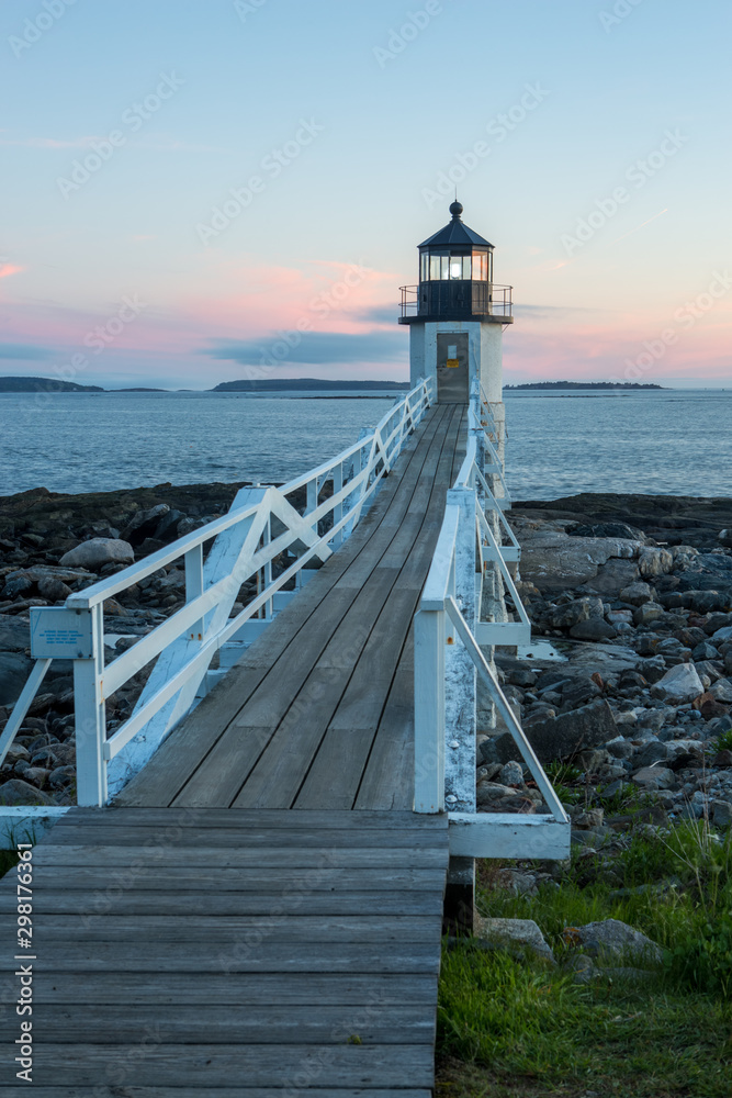 Marshall Point Lighthouse at sunset, Maine, USA