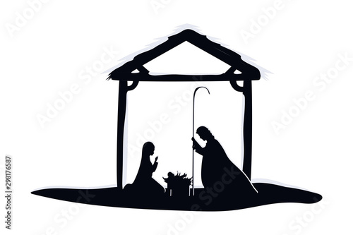 saint joseph and mary virgin in stable manger characters