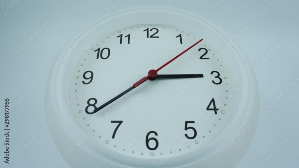 White wall clock face beginning of time 02.30 am or pm. on white background, Time lapse moving fast. White wall clock face beginning of time 02.30 am or pm. on white background, Time lapse moving fast.