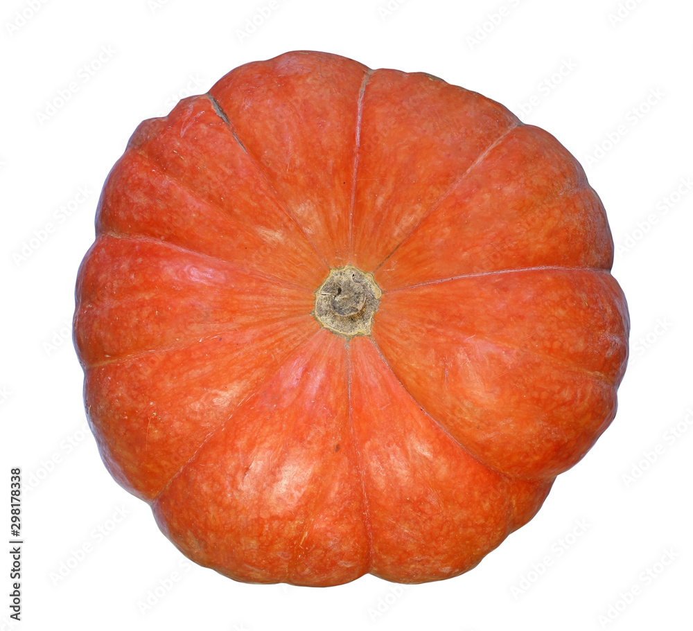 Orange pumpkin isolated, top view Orange pumpkin isolated, top view