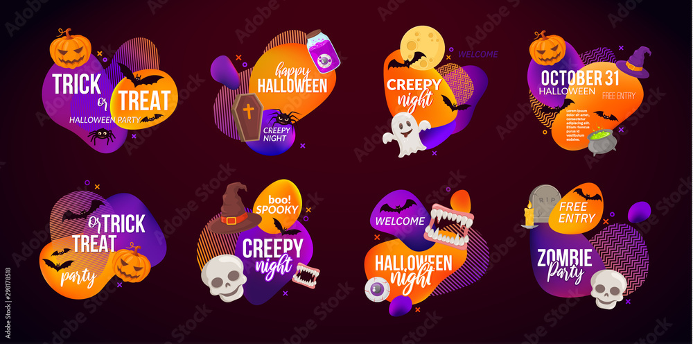 Fototapeta premium Set of decorative Halloween party labels.