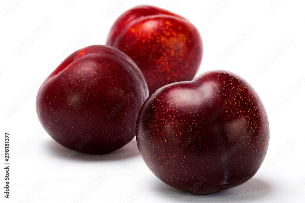  Red plum on a plate