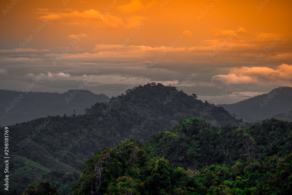 Background view, natural scenery, high angle panoramic view on high mountains, can see mountains far, vegetation, blurred through the wind while watching nature, seen in rural tourist attractions