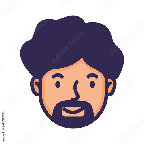 head man face with beard avatar character