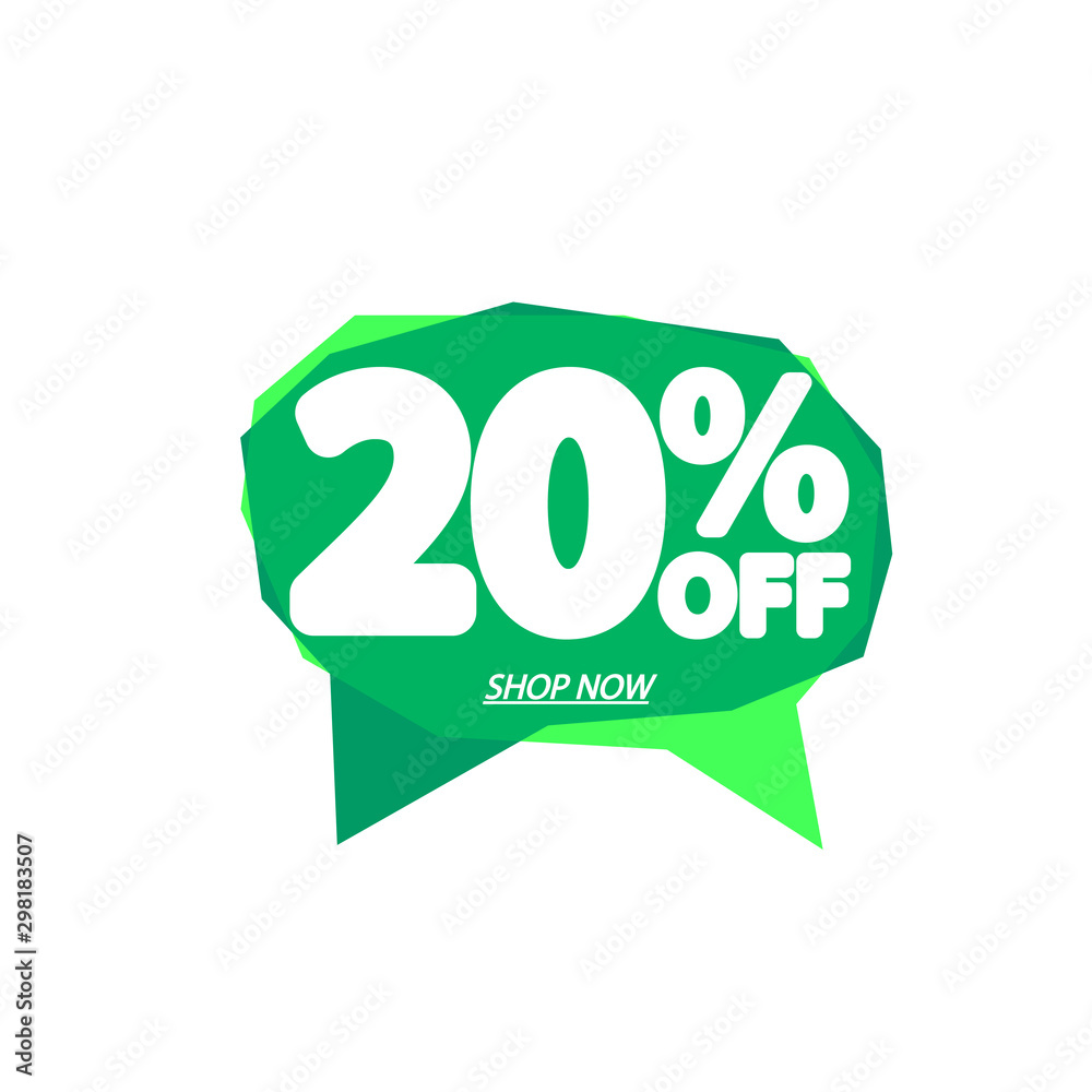 Sale 20% off, bubble banner design template, discount tag, vector illustration Sale 20% off, bubble banner design template, discount tag, vector illustration