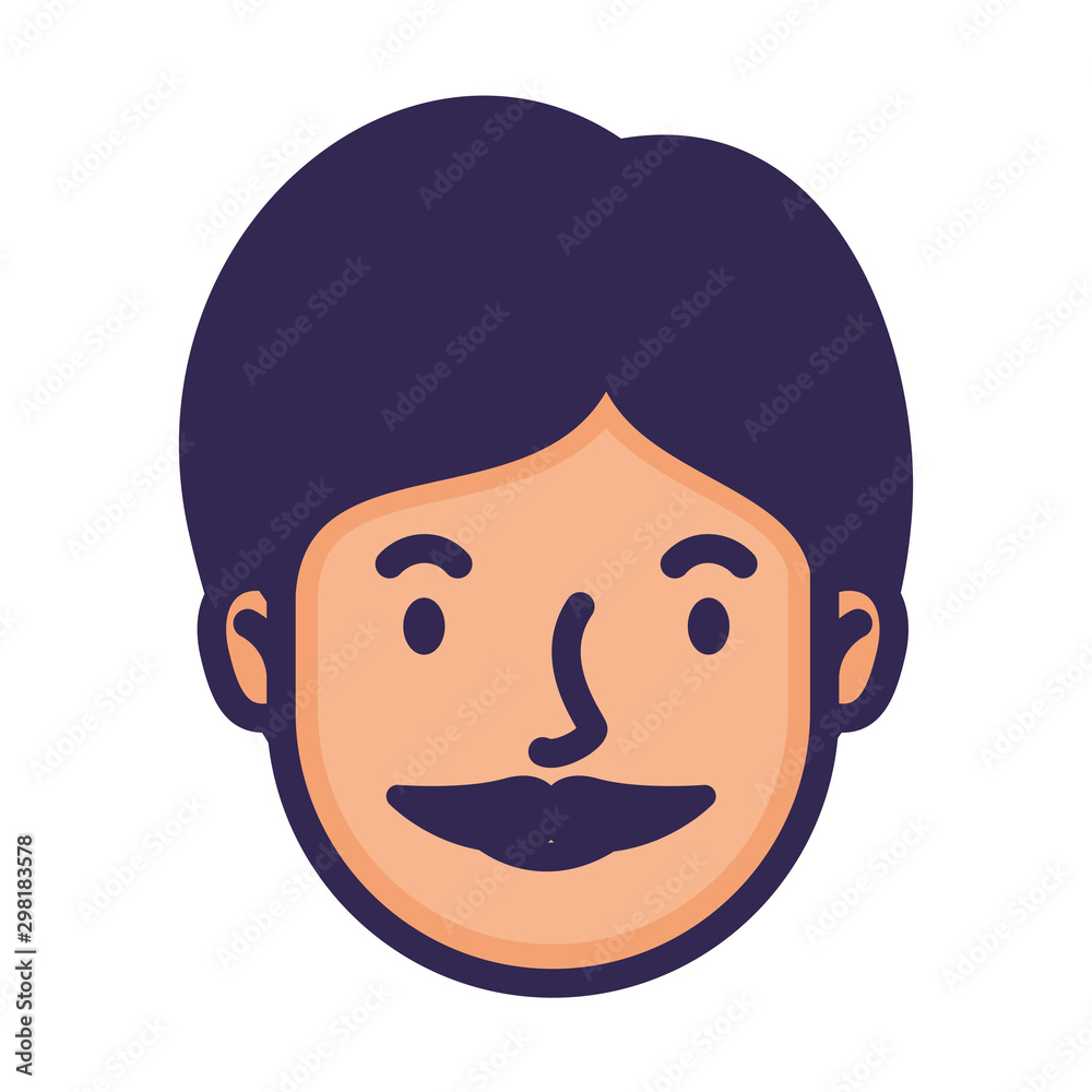 head man face with mustache avatar character