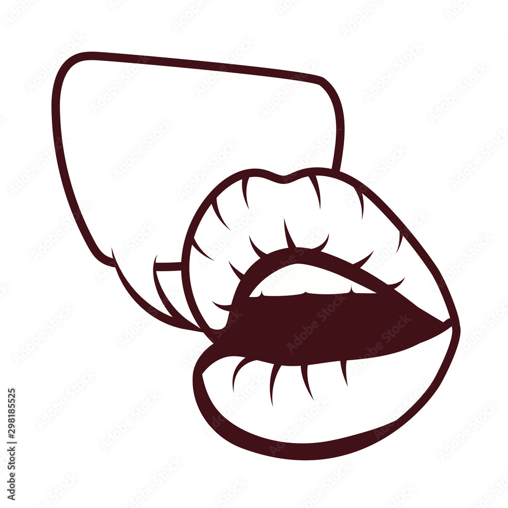 sexy woman mouth with speech bubble pop art style sexy woman mouth with speech bubble pop art style