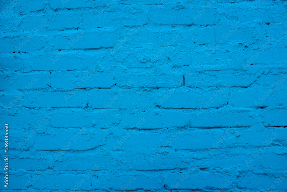 Brick blue wall. Brick background. Blue patern.