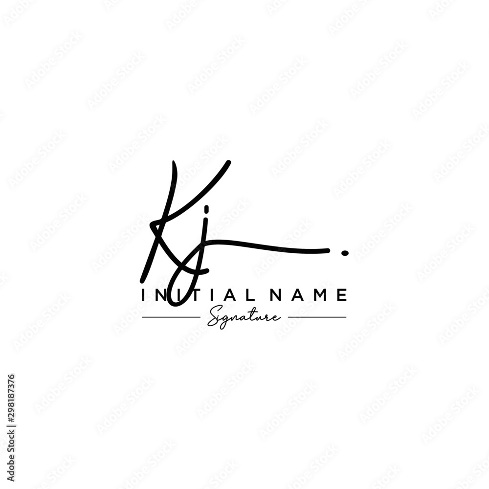 Letter KJ Signature Logo Template Vector
