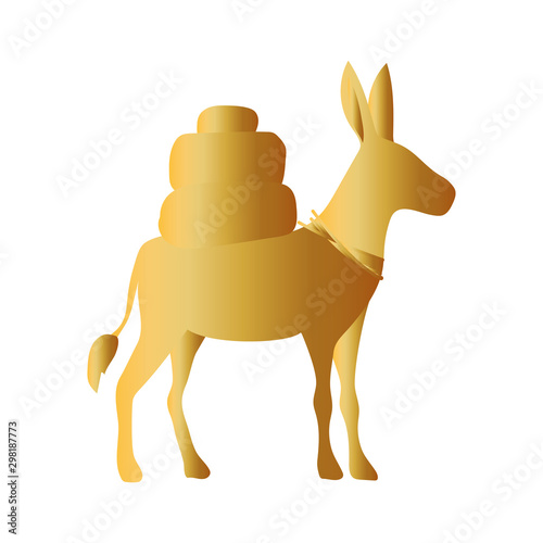 golden donkey manger animal character