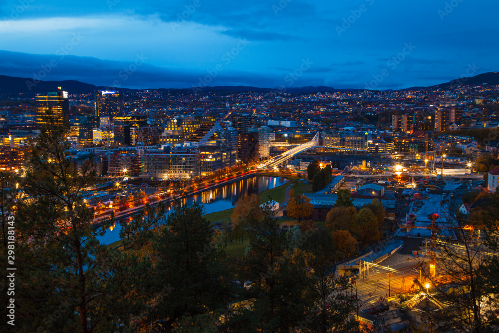 Oslo Stadt bei Nacht