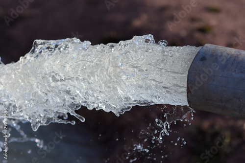 water flow out from pipe by pump supply for dry season	