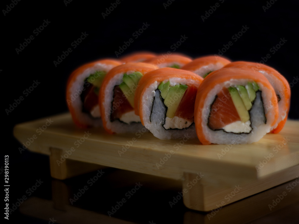 sushi on plate with chopsticks sushi on plate with chopsticks