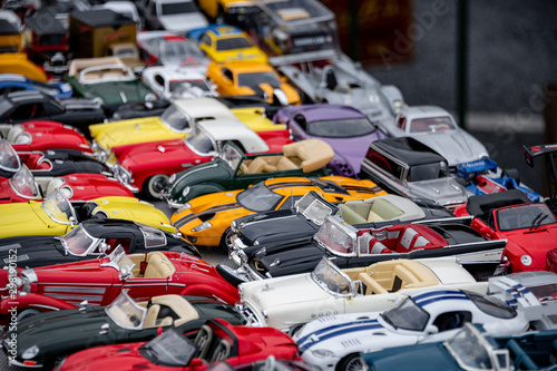 Table of toy cars