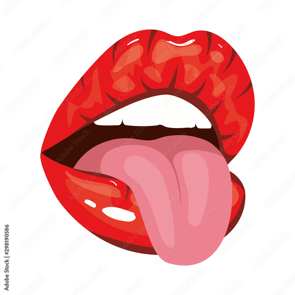 sexy woman mouth with tongue pop art style sexy woman mouth with tongue pop art style