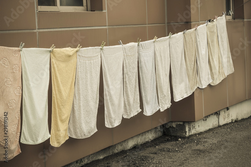 Fototapeta Poor quarter, backyard.