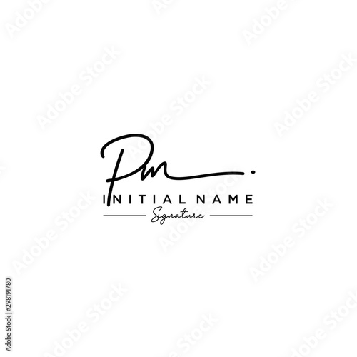 Letter PM Signature Logo Template Vector
