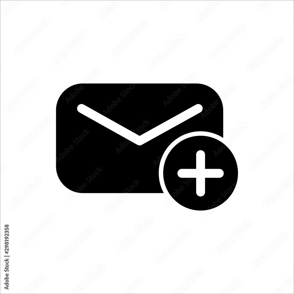 Mail and plus icon with trendy flat line style icon for web, logo, app, UI design. isolated on white background. vector illustration eps 10 Mail and plus icon with trendy flat line style icon for web, logo, app, UI design. isolated on white background. vector illustration eps 10