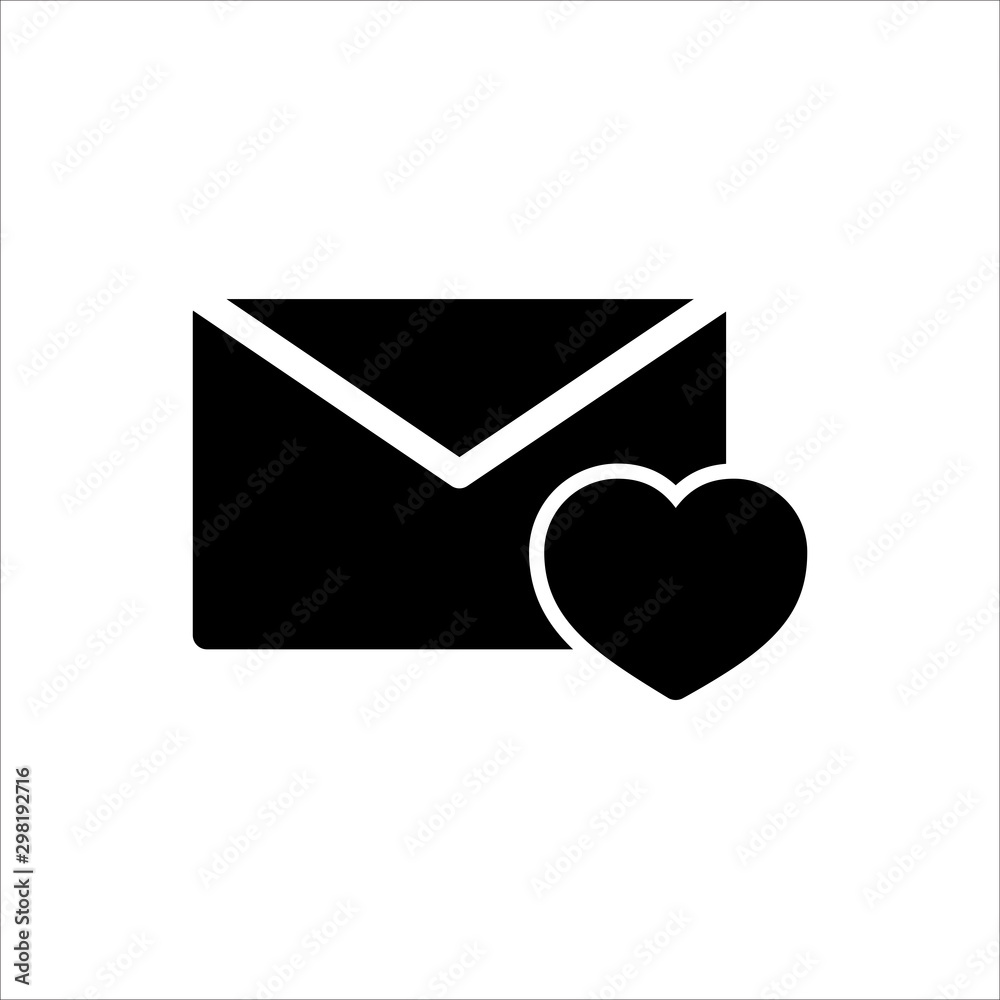 Mail and love icon with trendy flat line style icon for web, logo, app, UI design. isolated on white background. vector illustration eps 10 Mail and love icon with trendy flat line style icon for web, logo, app, UI design. isolated on white background. vector illustration eps 10