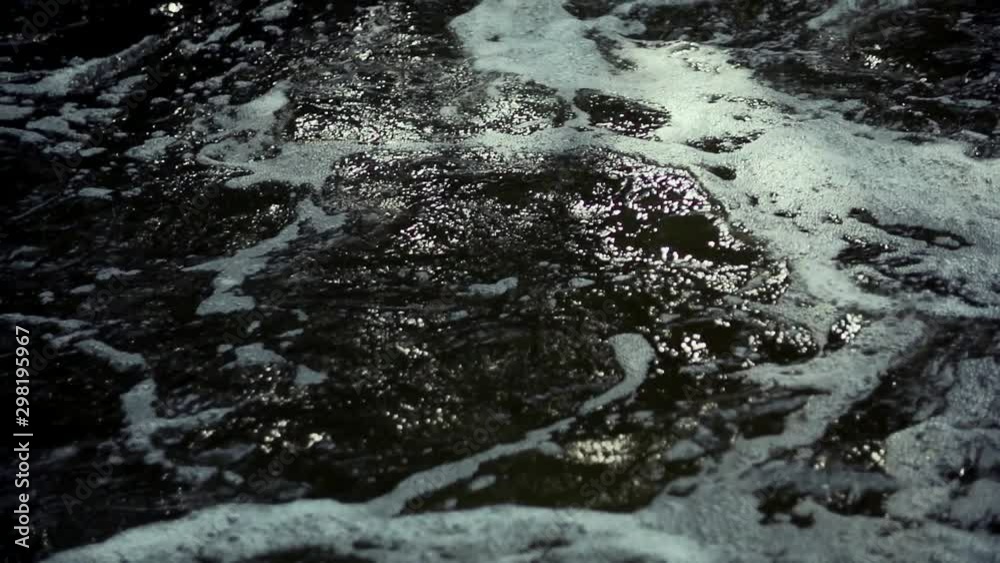 Dirty foamy water in maelstrom of river is problem of ecology. Dirty foamy water in maelstrom of river is problem of ecology.