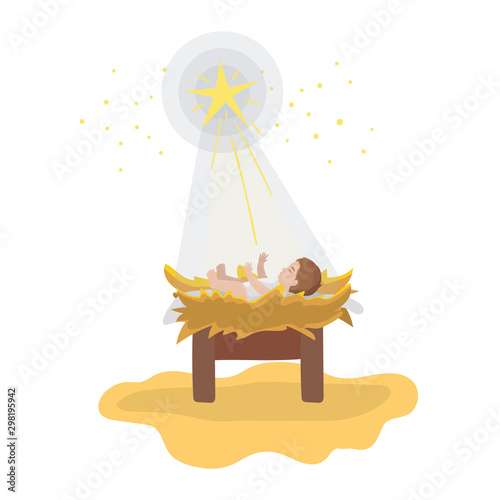 jesus christ baby in cradle with star manger character