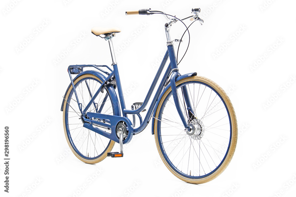Isolated Blue Urban Woman City Bike in Perspective View