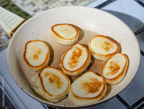 pancakes on a frying pan fried